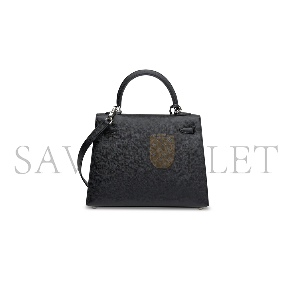 H**mes master a black epsom leather sellier kelly 25 with palladium hardware (25*17*7cm)